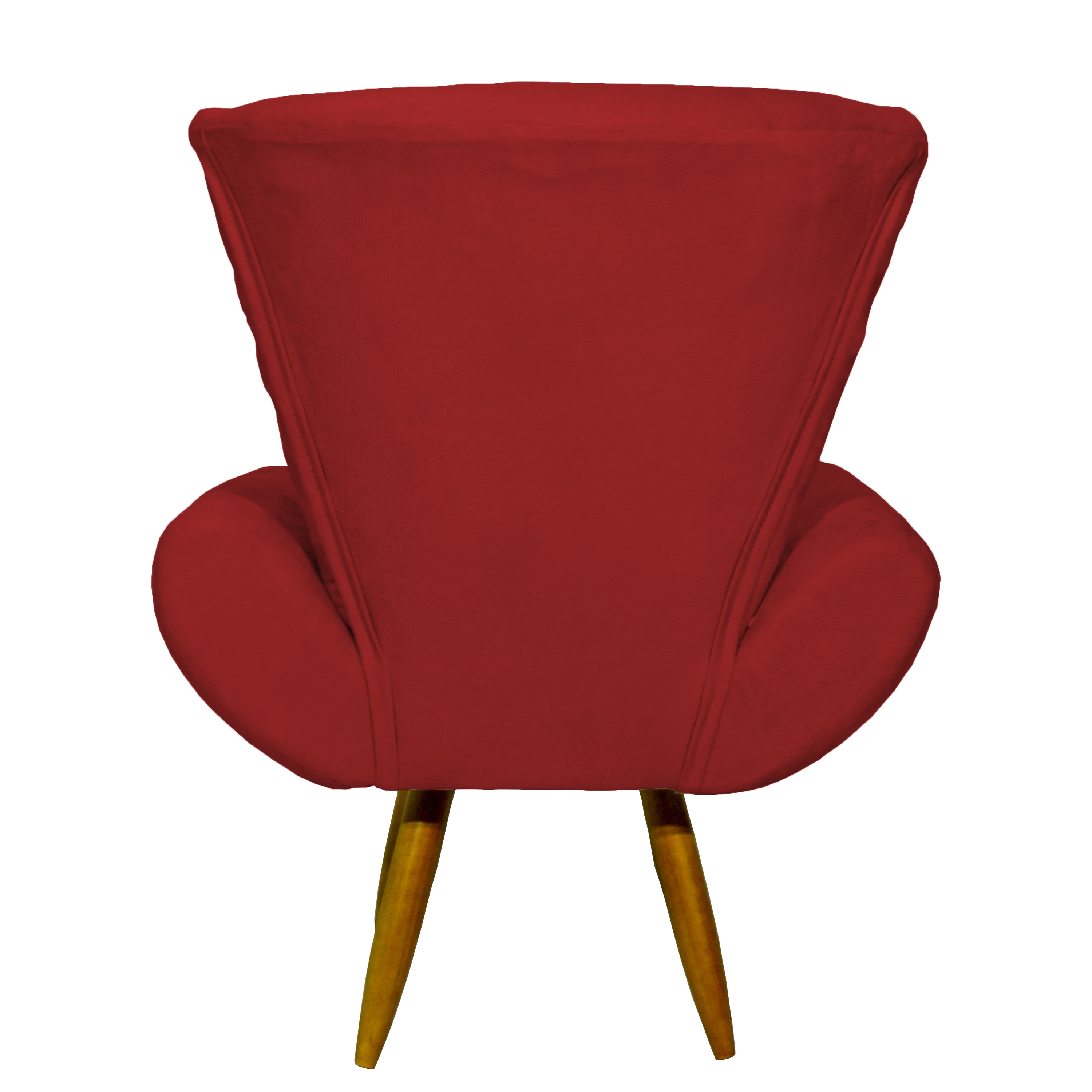Kit 2 Poltronas Decorativas Para Sala Emilia + Puff Emilia Suede Bordô Pé Castanho - Clique E Decore