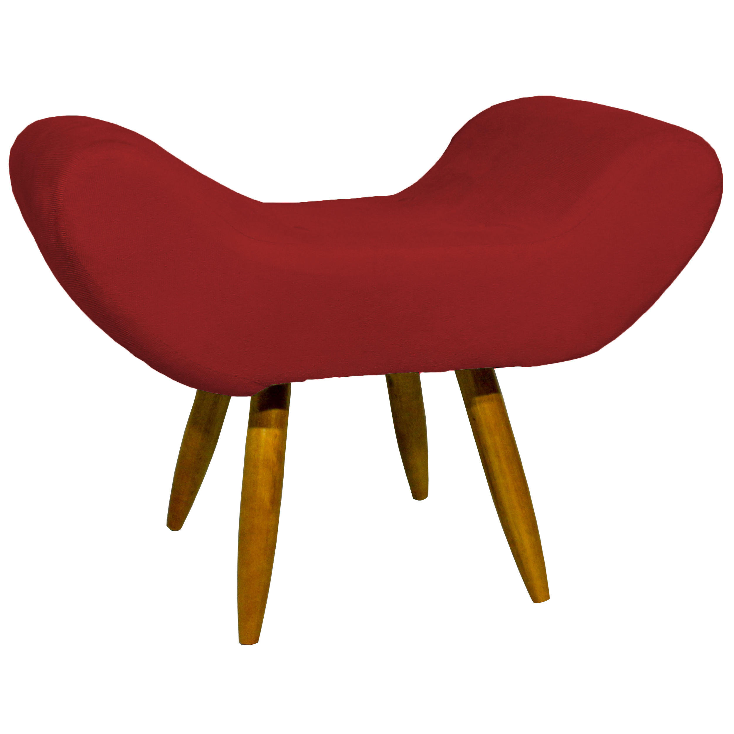 Kit 2 Poltronas Decorativas Para Sala Emilia + Puff Emilia Suede Bordô Pé Castanho - Clique E Decore