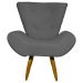 Kit 2 Poltronas Decorativas Para Sala Emilia + Puff Emilia Suede Cinza Pé Castanho - Clique E Decore