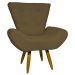 Kit 2 Poltronas Decorativas Para Sala Emilia + Puff Emilia Suede Marrom Pé Castanho - Clique E Decore