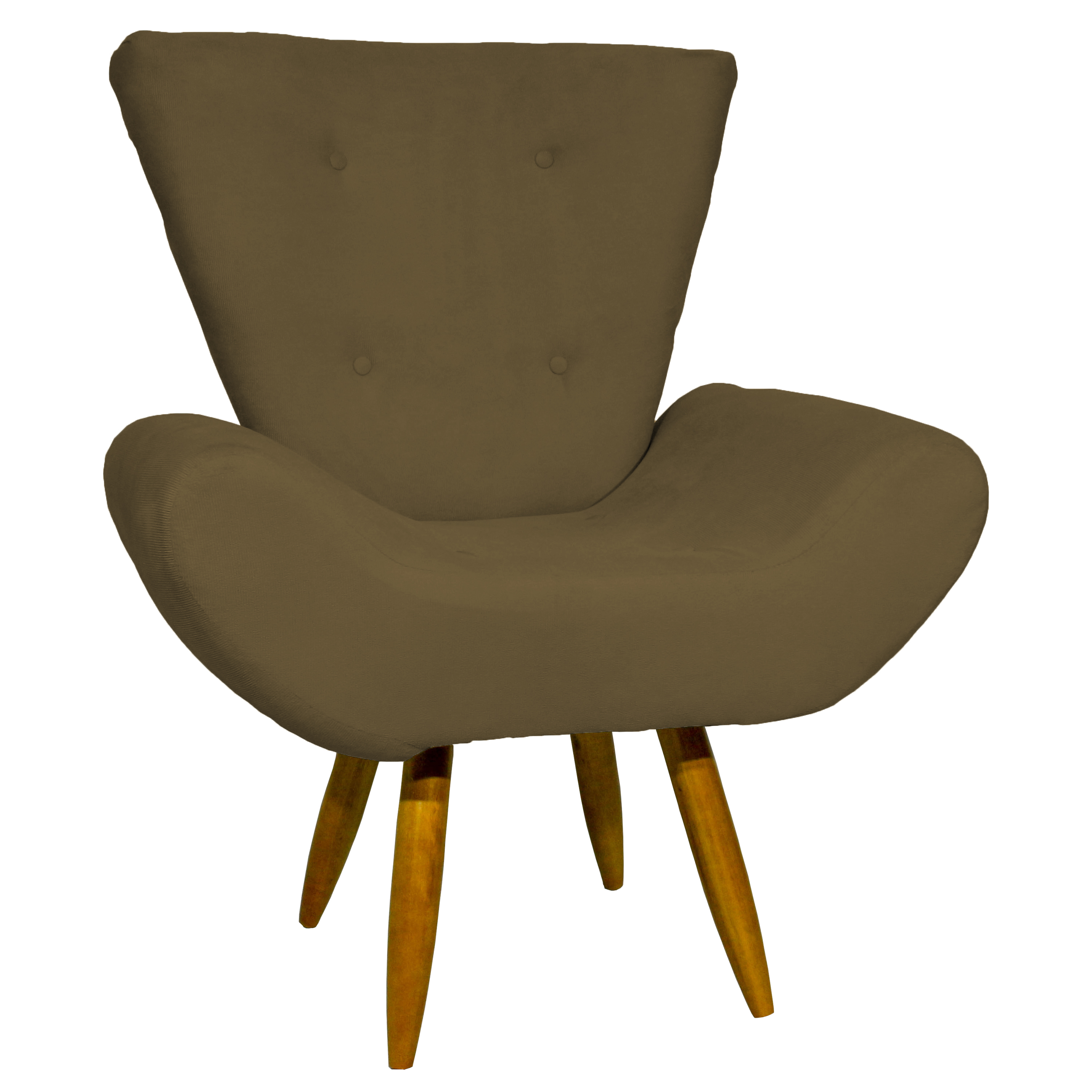 Kit 2 Poltronas Decorativas Para Sala Emilia + Puff Emilia Suede Marrom Pé Castanho - Clique E Decore