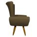 Kit 2 Poltronas Decorativas Para Sala Emilia + Puff Emilia Suede Marrom Pé Castanho - Clique E Decore