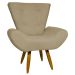 Kit 2 Poltronas Decorativas Para Sala Emilia + Puff Emilia Suede Nude Pé Castanho - Clique E Decore