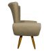 Kit 2 Poltronas Decorativas Para Sala Emilia + Puff Emilia Suede Nude Pé Castanho - Clique E Decore
