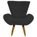 Kit 2 Poltronas Decorativas Para Sala Emilia + Puff Emilia Suede Preto Pé Castanho - Clique E Decore