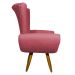 Kit 2 Poltronas Decorativas Para Sala Emilia + Puff Emilia Suede Rosê Pé Castanho - Clique E Decore