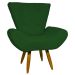 Kit 2 Poltronas Decorativas Para Sala Emilia + Puff Emilia Suede Verde Pé Castanho - Clique E Decore