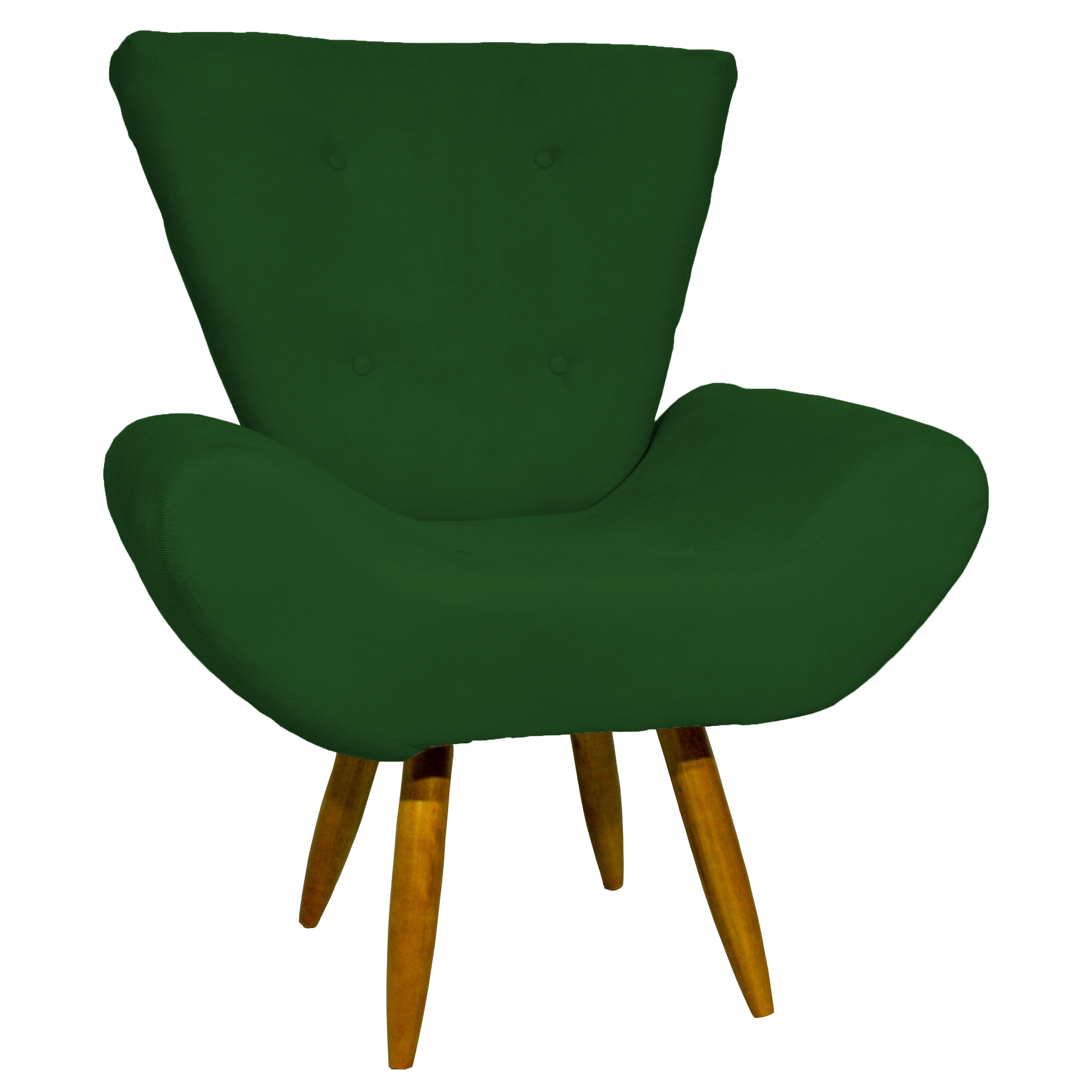 Kit 2 Poltronas Decorativas Para Sala Emilia + Puff Emilia Suede Verde Pé Castanho - Clique E Decore