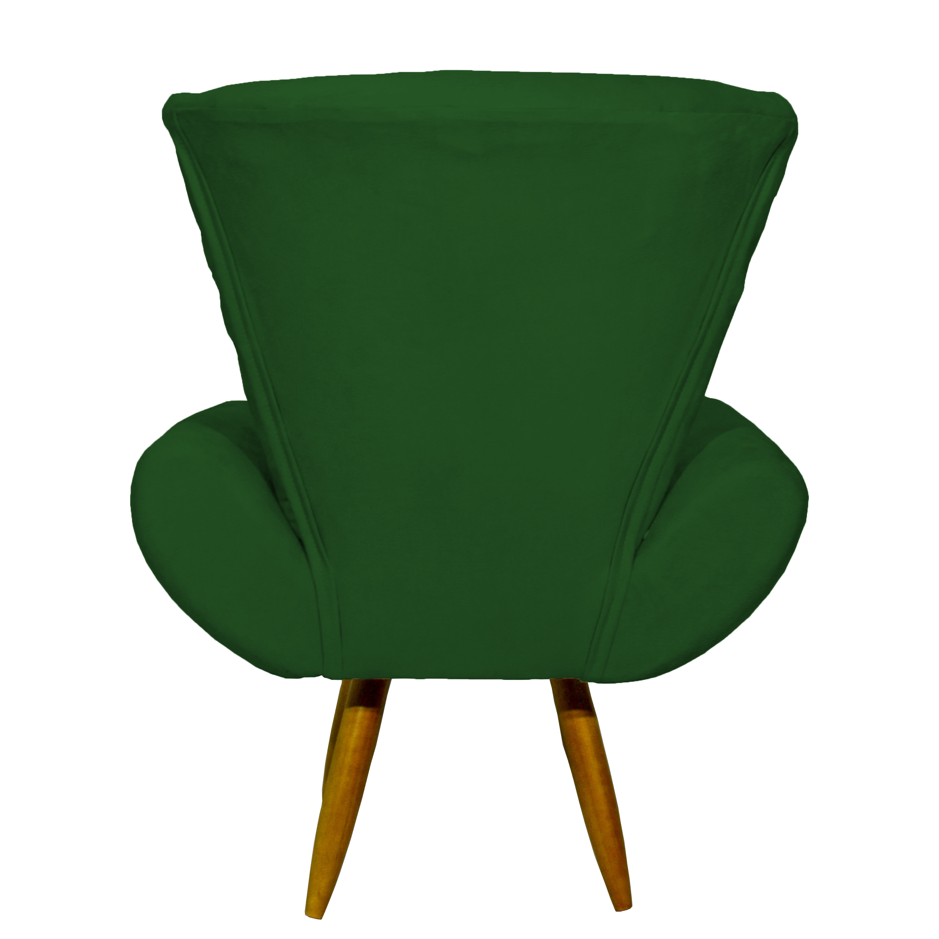 Kit 2 Poltronas Decorativas Para Sala Emilia + Puff Emilia Suede Verde Pé Castanho - Clique E Decore