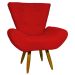 Kit 2 Poltronas Decorativas Para Sala Emilia + Puff Emilia Suede Vermelho Pé Castanho - Clique E Decore