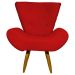 Kit 2 Poltronas Decorativas Para Sala Emilia + Puff Emilia Suede Vermelho Pé Castanho - Clique E Decore