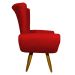Kit 2 Poltronas Decorativas Para Sala Emilia + Puff Emilia Suede Vermelho Pé Castanho - Clique E Decore