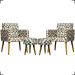 Kit 2 Poltronas Decorativas Para Sala Nina + 2 Puff Estampa Triângulo Bege Pé Castanho - Clique E Decore