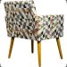 Kit 2 Poltronas Decorativas Para Sala Nina + 2 Puff Estampa Triângulo Bege Pé Castanho - Clique E Decore