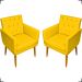 Kit 2 Poltronas Decorativas Para Sala Nina Com Base E Capitonê Suede Amarelo Pé Castanho - Clique E Decore