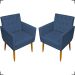Kit 2 Poltronas Decorativas Para Sala Nina Com Base E Capitonê Suede Azul Marinho Pé Castanho - Clique E Decore