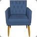 Kit 2 Poltronas Decorativas Para Sala Nina Com Base E Capitonê Suede Azul Marinho Pé Castanho - Clique E Decore