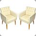 Kit 2 Poltronas Decorativas Para Sala Nina Com Base E Capitonê Suede Bege Pé Castanho - Clique E Decore