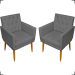 Kit 2 Poltronas Decorativas Para Sala Nina Com Base E Capitonê Suede Cinza Pé Castanho - Clique E Decore