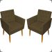 Kit 2 Poltronas Decorativas Para Sala Nina Com Base E Capitonê Suede Marrom Pé Castanho - Clique E Decore