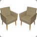 Kit 2 Poltronas Decorativas Para Sala Nina Com Base E Capitonê Suede Nude Pé Castanho - Clique E Decore