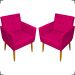 Kit 2 Poltronas Decorativas Para Sala Nina Com Base E Capitonê Suede Pink Pé Castanho - Clique E Decore