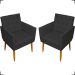 Kit 2 Poltronas Decorativas Para Sala Nina Com Base E Capitonê Suede Preto Pé Castanho - Clique E Decore