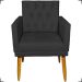 Kit 2 Poltronas Decorativas Para Sala Nina Com Base E Capitonê Suede Preto Pé Castanho - Clique E Decore