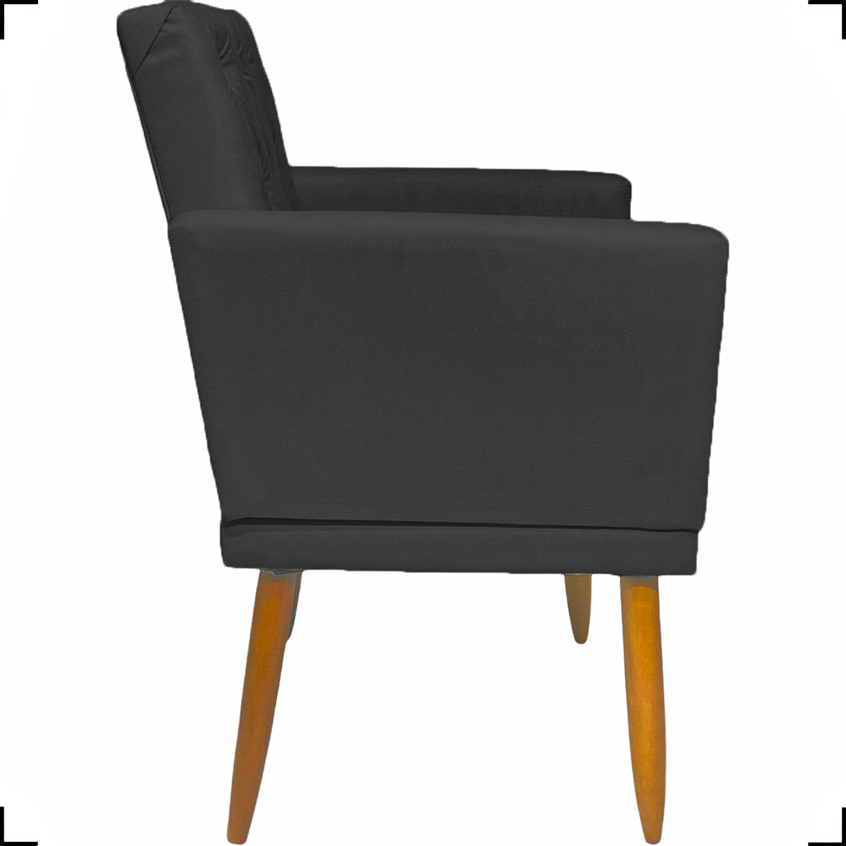 Kit 2 Poltronas Decorativas Para Sala Nina Com Base E Capitonê Suede Preto Pé Castanho - Clique E Decore
