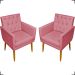 Kit 2 Poltronas Decorativas Para Sala Nina Com Base E Capitonê Suede Rosê Pé Castanho - Clique E Decore