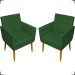 Kit 2 Poltronas Decorativas Para Sala Nina Com Base E Capitonê Suede Verde Pé Castanho - Clique E Decore