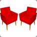 Kit 2 Poltronas Decorativas Para Sala Nina Com Base E Capitonê Suede Vermelho Pé Castanho - Clique E Decore