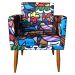Kit 2 Poltronas Decorativas Para Sala Nina Com Base Estampa Romero Brito Pé Castanho - Clique E Decore