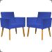 Kit 2 Poltronas Decorativas Para Sala Nina Corino Azul Royal Pé Castanho