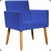 Kit 2 Poltronas Decorativas Para Sala Nina Corino Azul Royal Pé Castanho