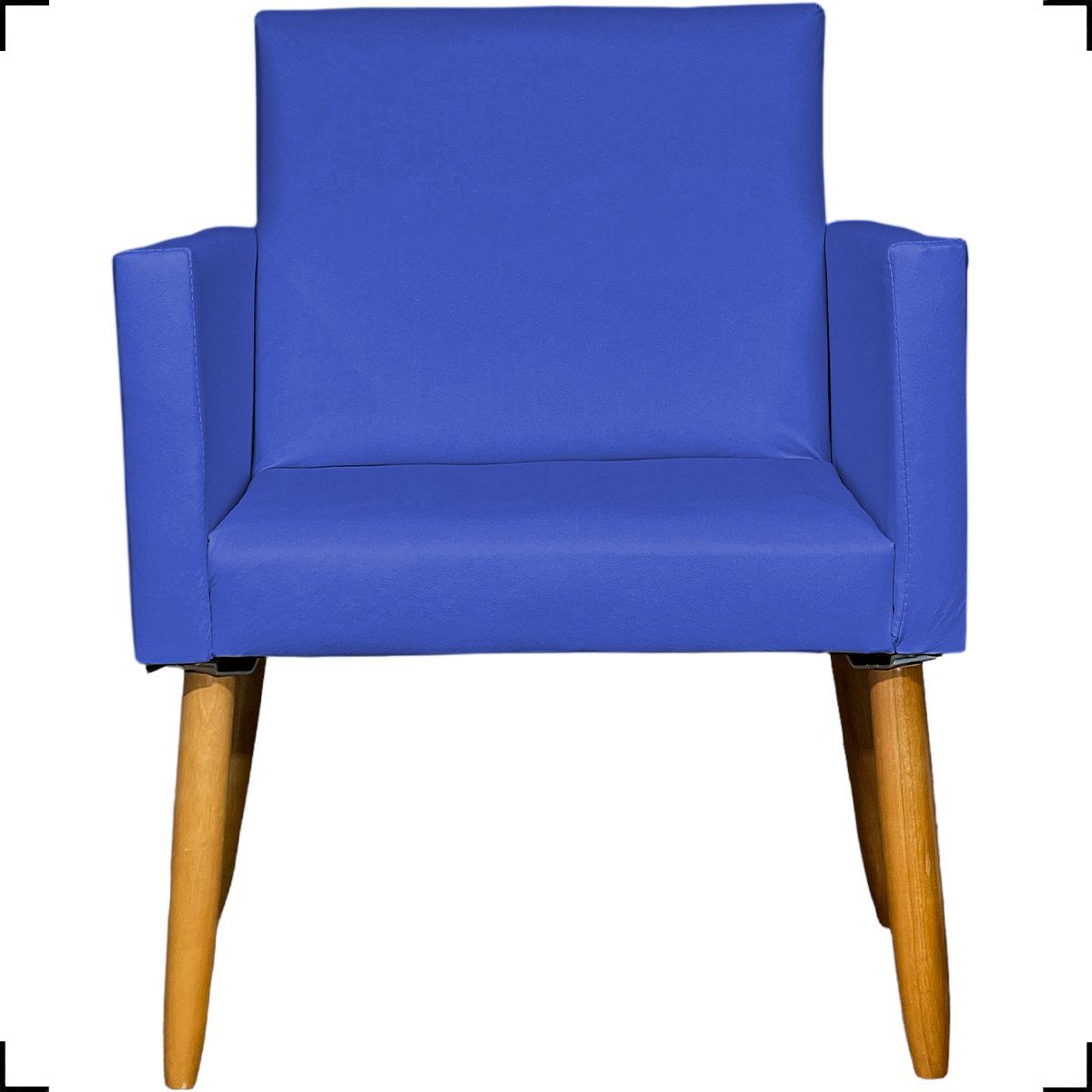 Kit 2 Poltronas Decorativas Para Sala Nina Corino Azul Royal Pé Castanho