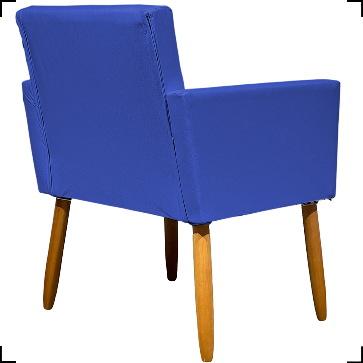 Kit 2 Poltronas Decorativas Para Sala Nina Corino Azul Royal Pé Castanho
