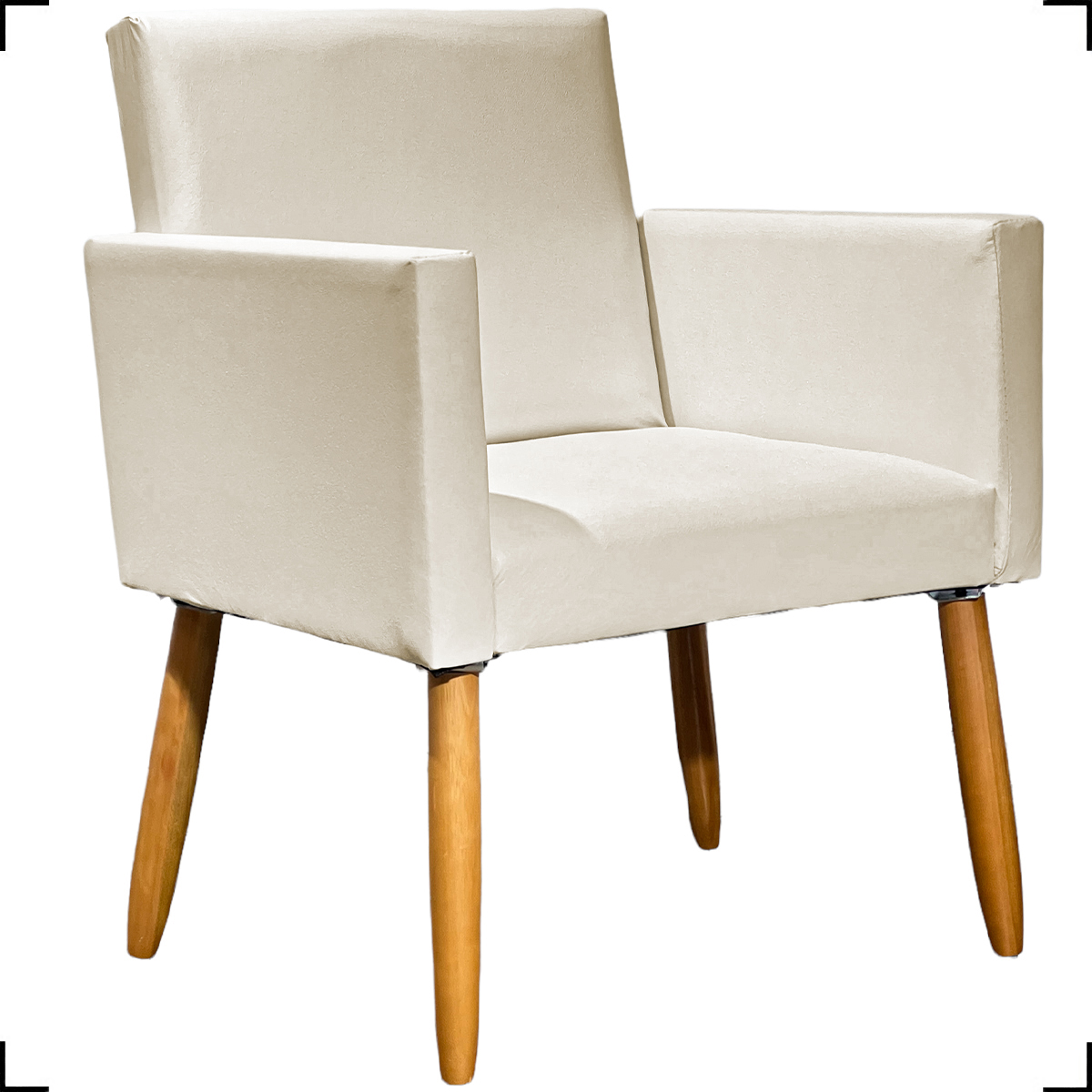 Kit 2 Poltronas Decorativas Para Sala Nina Corino Bege Pé Castanho - Clique E Decore