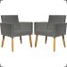 Kit 2 Poltronas Decorativas Para Sala Nina Corino Cinza Pé Castanho - Clique E Decore