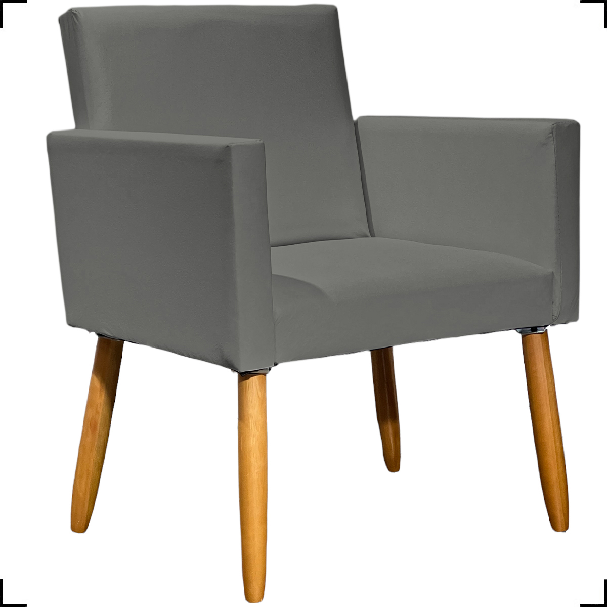 Kit 2 Poltronas Decorativas Para Sala Nina Corino Cinza Pé Castanho - Clique E Decore