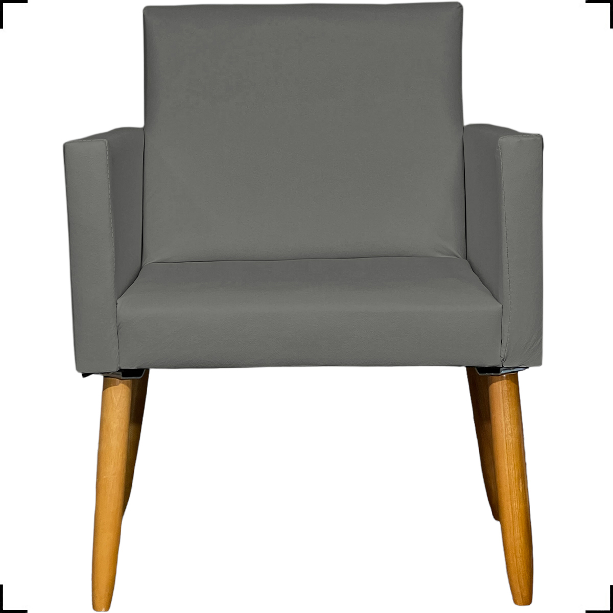Kit 2 Poltronas Decorativas Para Sala Nina Corino Cinza Pé Castanho - Clique E Decore