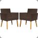 Kit 2 Poltronas Decorativas Para Sala Nina Corino Marrom Pé Castanho - Clique E Decore