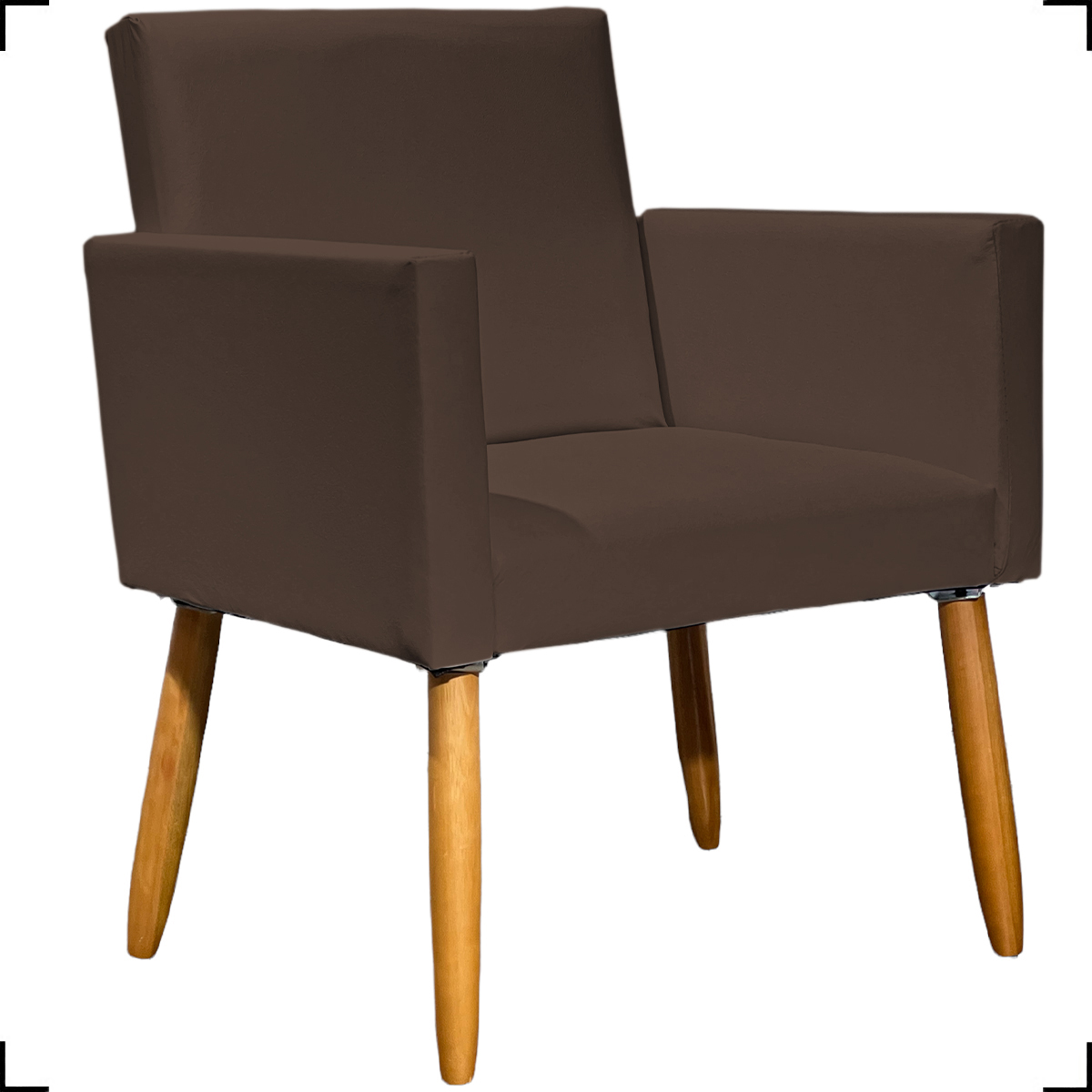 Kit 2 Poltronas Decorativas Para Sala Nina Corino Marrom Pé Castanho - Clique E Decore