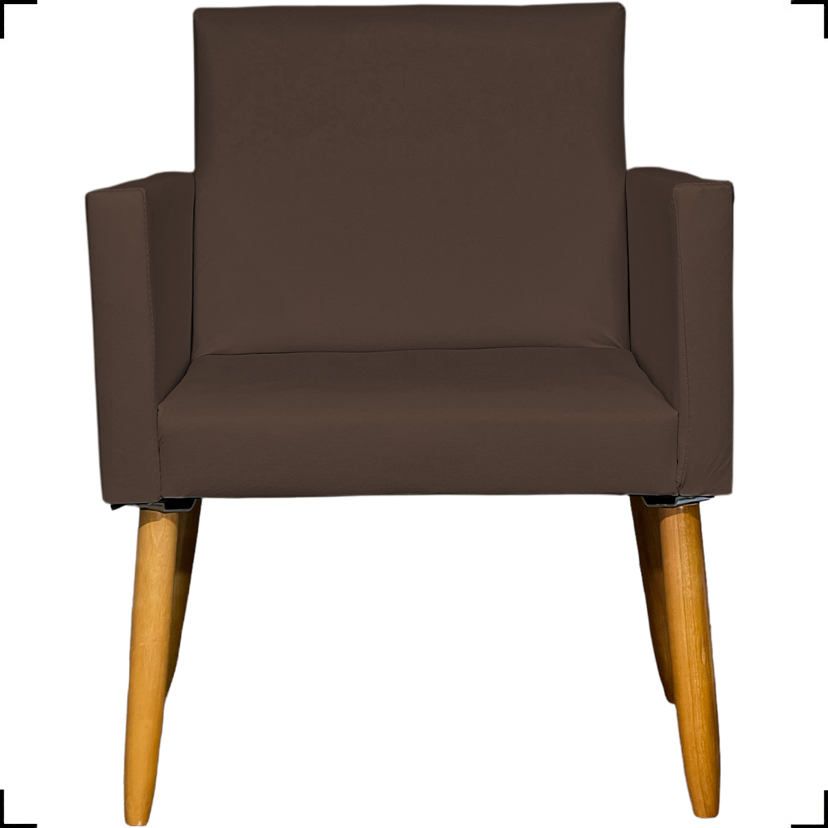 Kit 2 Poltronas Decorativas Para Sala Nina Corino Marrom Pé Castanho - Clique E Decore