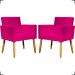 Kit 2 Poltronas Decorativas Para Sala Nina Corino Pink Pé Castanho