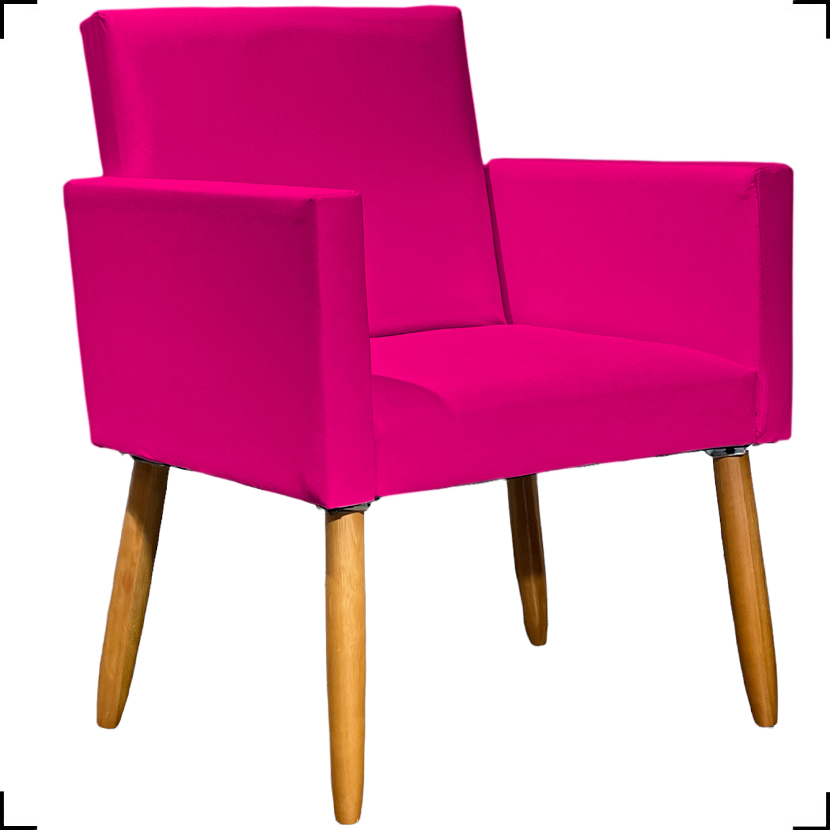 Kit 2 Poltronas Decorativas Para Sala Nina Corino Pink Pé Castanho