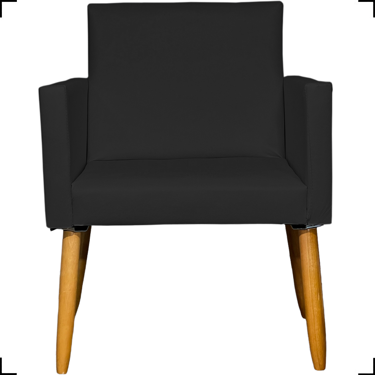Kit 2 Poltronas Decorativas Para Sala Nina Corino Preto Pé Castanho