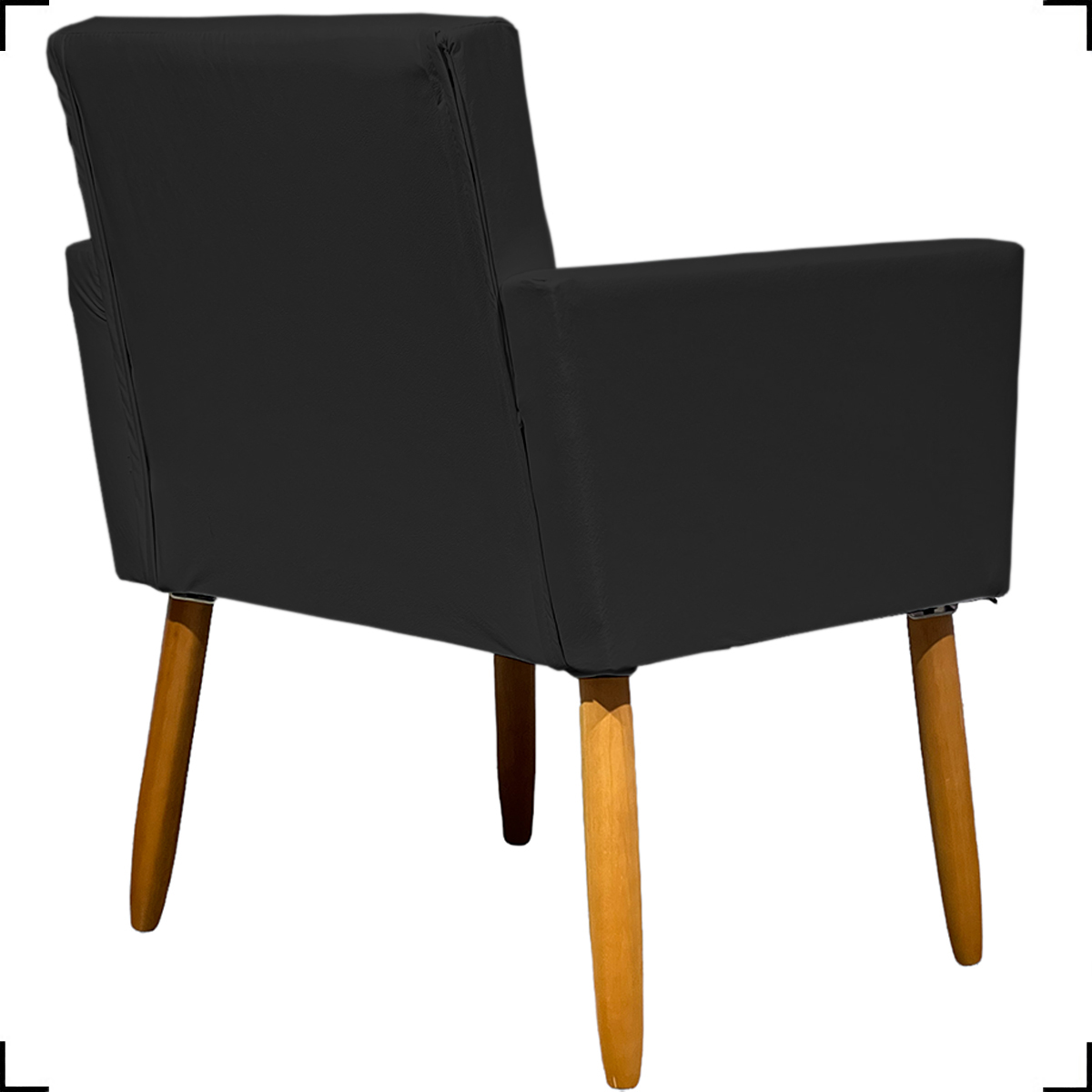 Kit 2 Poltronas Decorativas Para Sala Nina Corino Preto Pé Castanho