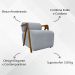 Kit 2 Poltronas Decorativas Para Sala Recepção Confortável Em Madeira Maciça Chloe Bouclé Premium Cinza