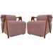 Kit 2 Poltronas Decorativas Para Sala Recepção Confortável Em Madeira Maciça Chloe Bouclé Premium Rosê